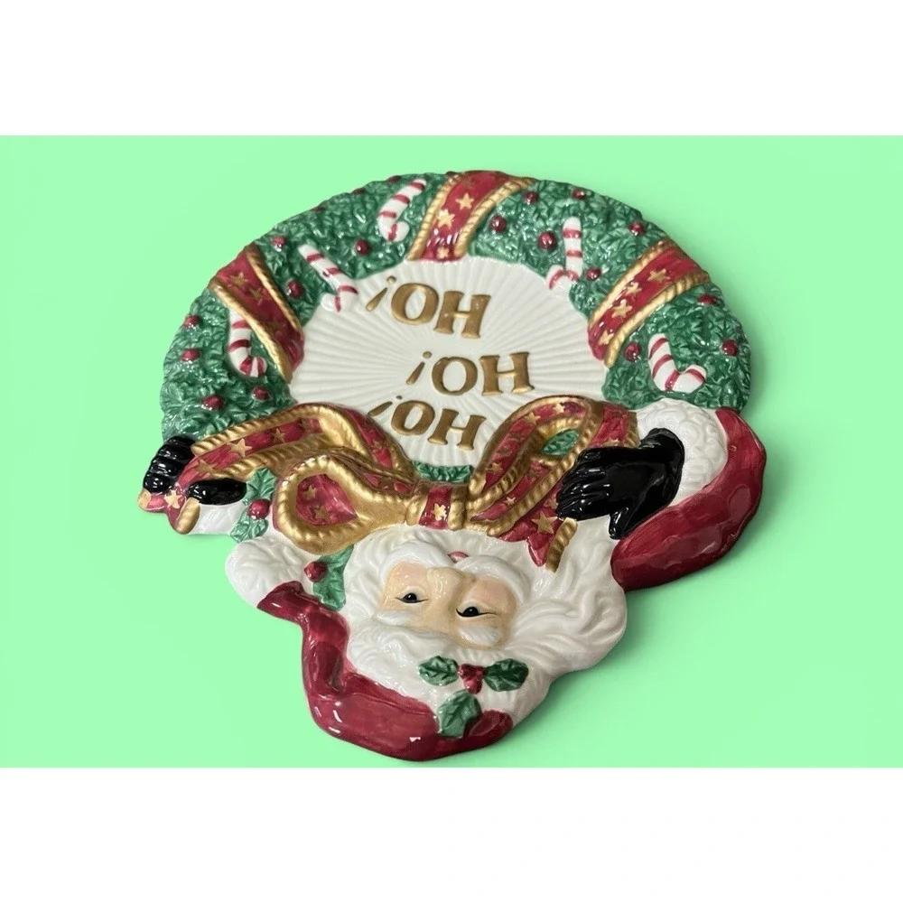 Fitz & Floyd Essentials Ho Ho Ho Santa Claus Canape Plate Christmas Cookies